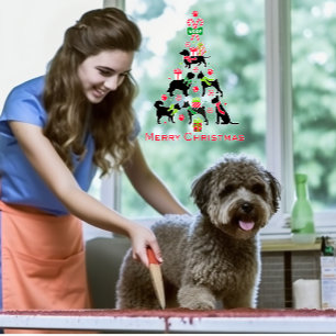 Veterinarian Pet Shop Dog Merry Christmas Tree   Window Cling