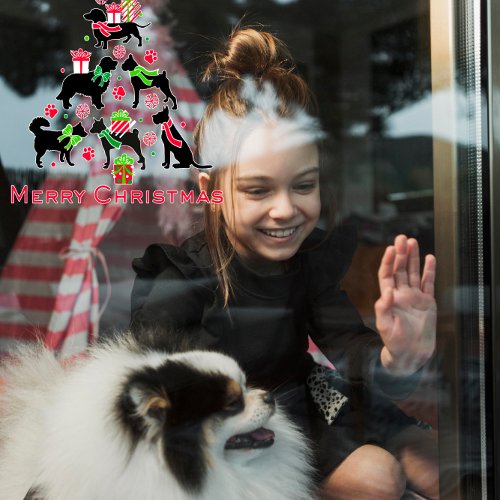 Veterinarian Pet Shop Dog Merry Christmas Tree   Window Cling