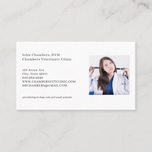Veterinarian Photo Business  Appointment Reminder Business Card