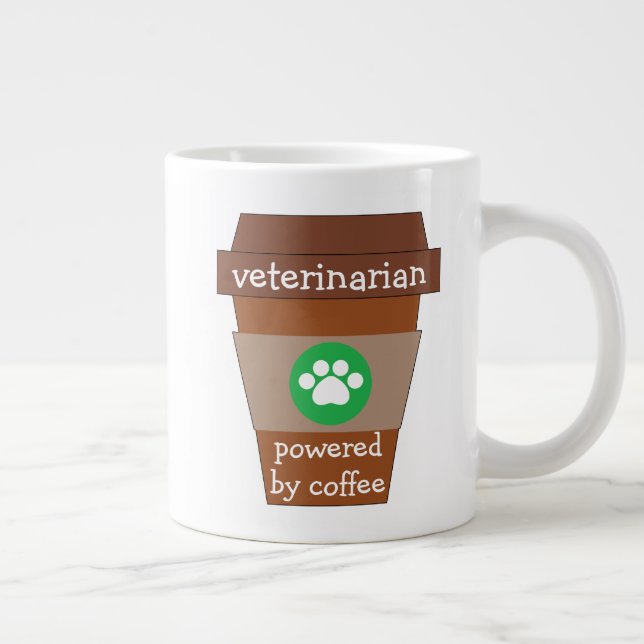 Veterinarian Powered By Coffee Giant Coffee Mug (Right)