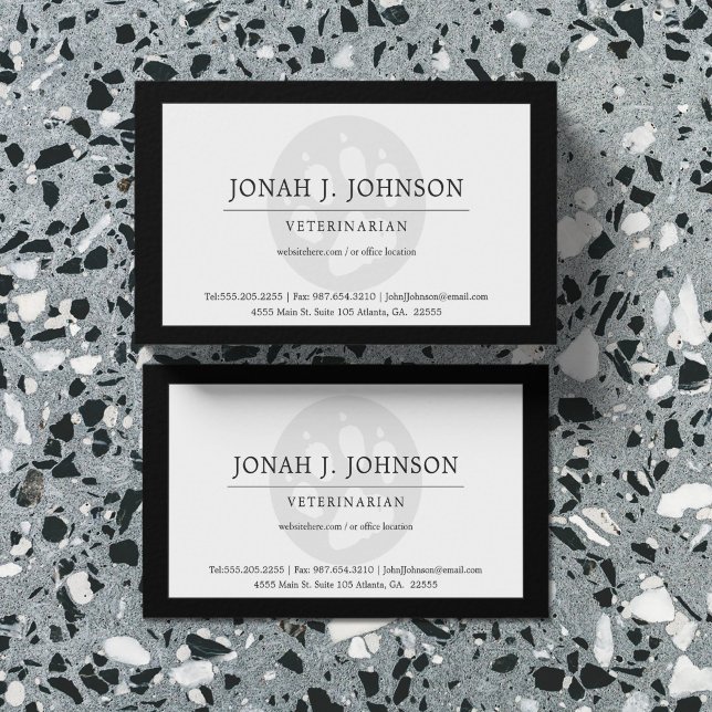 Veterinarian Professional | Dog Paw Black Border Business Card (Creator Uploaded)