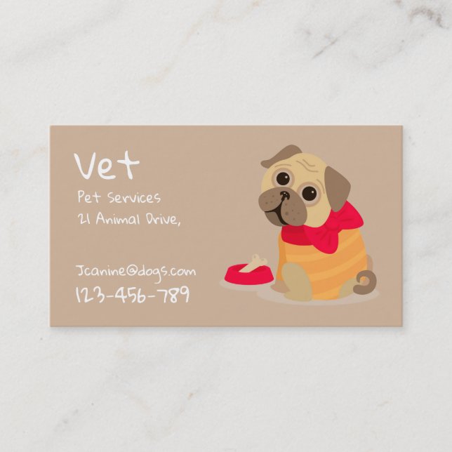 Veterinarian  professional vet pet services business card (Front)