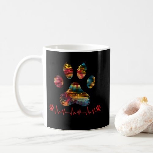 Veterinarian Rainbow Paw Print Heartbeat Vet Tech Coffee Mug