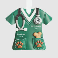 Veterinarian Scrub Shirt Personalized Ornament