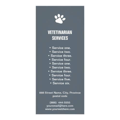 Veterinarian Services paw rack card