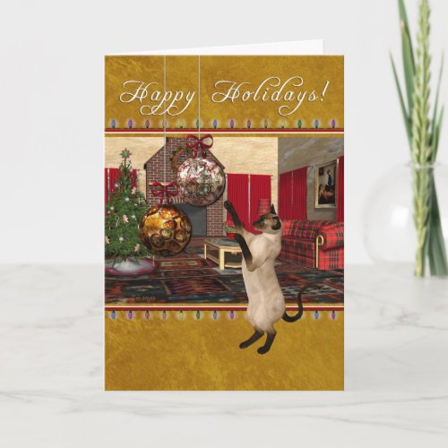 Veterinarian Siamese Cat Happy Holidays Card