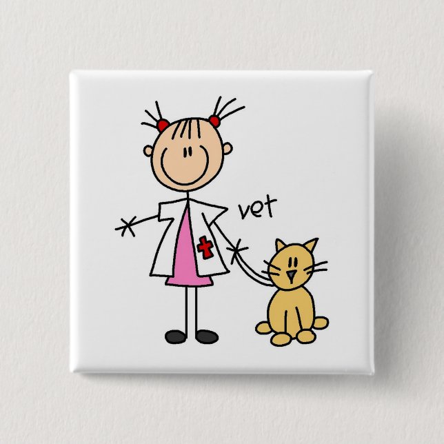 Veterinarian Stick Figure Button (Front)