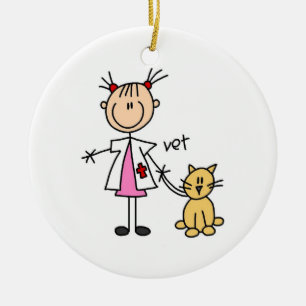 Veterinarian Stick Figure Ceramic Ornament