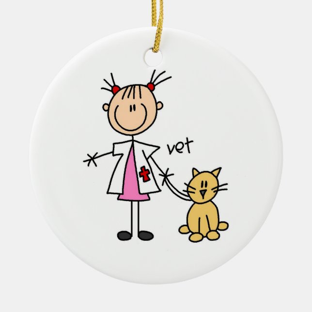 Veterinarian Stick Figure Ceramic Ornament (Front)