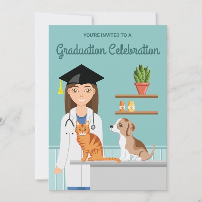Veterinarian Student Veterinary DVM Graduation Invitation (Front)