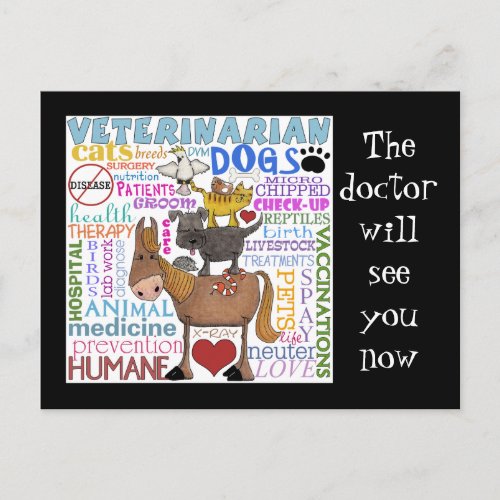 Veterinarian_Subway Art Vet Terms Postcard