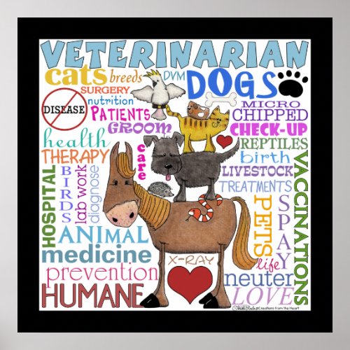 Veterinarian_Subway Art Vet Terms with Border Poster