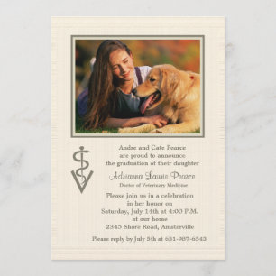 Veterinarian Symbol Graduation Photo Invitation