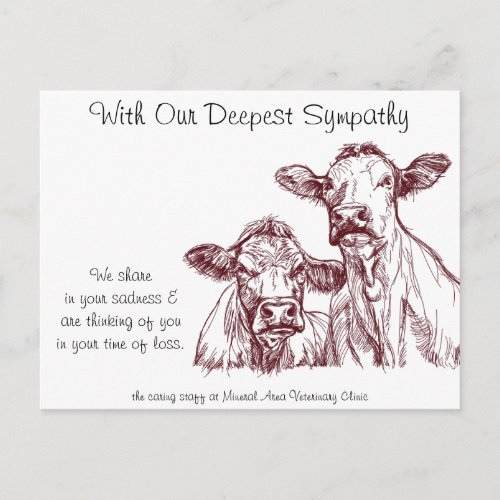 Veterinarian Sympathy Card Cows Cattle
