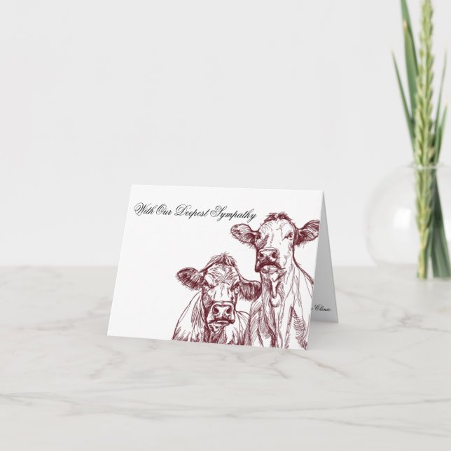 Veterinarian Sympathy Card Livestock Cow (Front)