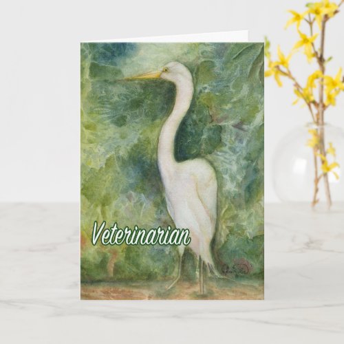 Veterinarian Thank You card Egret Bird wilderness