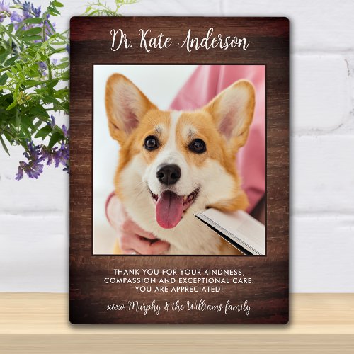 Veterinarian Thank You Custom Pet Dog Photo Rustic Plaque