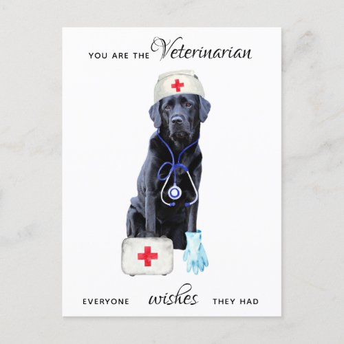 Veterinarian Thank You Cute Black Lab Dog  Postcard