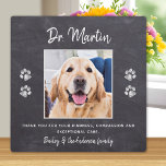 Veterinarian Thank You Paw Prints Custom Pet Photo Plaque<br><div class="desc">Say 'Thank You' to your wonderful veterinarian with a cute personalized pet photo plaque from the dog! Personalize with the pet's name & favorite photo. This veterinary appreciation gift will be a treasure keepsake. COPYRIGHT © 2020 Judy Burrows, Black Dog Art - All Rights Reserved. Veterinarian Thank You Paw Prints...</div>