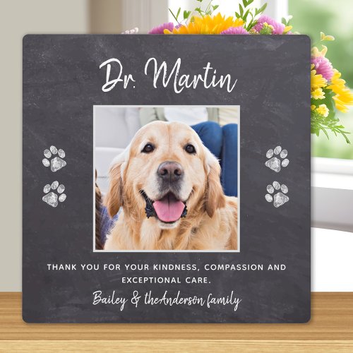 Veterinarian Thank You Paw Prints Custom Pet Photo Plaque