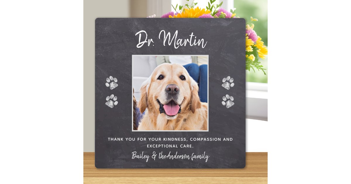 Veterinarian Thank You Paw Prints Custom Pet Photo Plaque | Zazzle