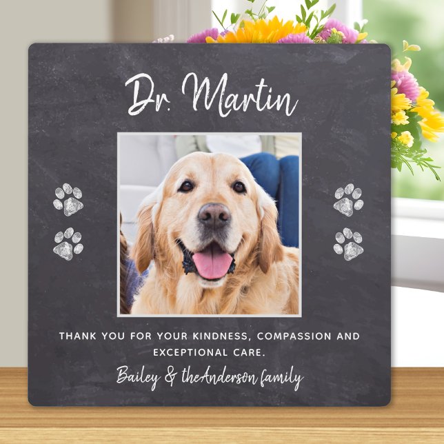 Veterinarian Thank You Paw Prints Custom Pet Photo Plaque (Creator Uploaded)