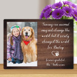 Veterinarian Thank You Personalized Pet Photo Plaque<br><div class="desc">Say 'Thank You' to your wonderful veterinarian with personalized pet photo plaque. "Saving one animal may not change the world, but it surely changed the world for 'your dogs name' ... forever grateful... !" Personalize with the pet's name & favorite photo. This veterinarian appreciation plaque will be a treasured gift....</div>