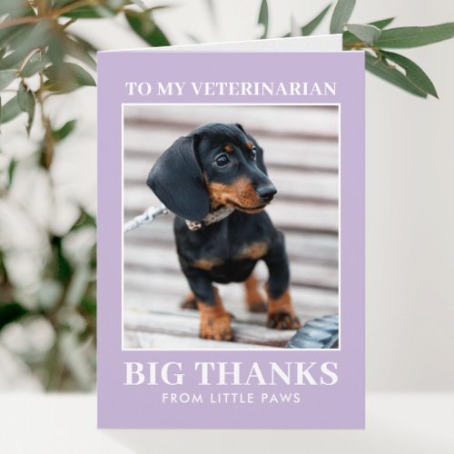 Veterinarian Thank You Pet Dog Photo Purple Modern Card
