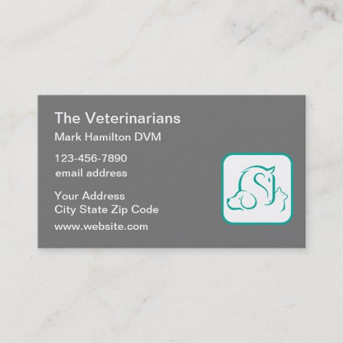 Veterinarian Theme Pet Emblem Business Cards 