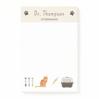 Veterinarian Things Vet Stuff And Cute Orange Cat Post-it Notes