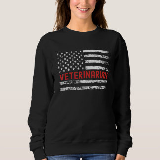 Veterinarian USA Flag Profession Retro Job Title Sweatshirt
