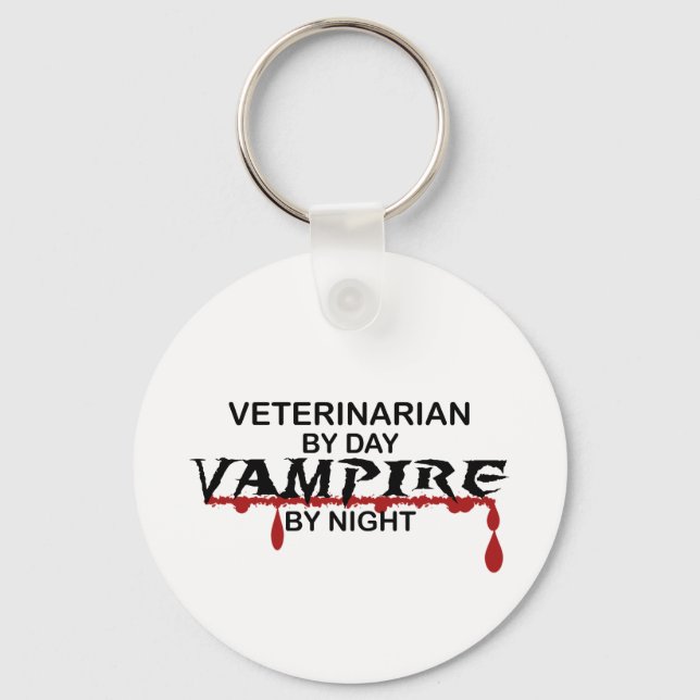 Veterinarian Vampire by Night Keychain (Front)
