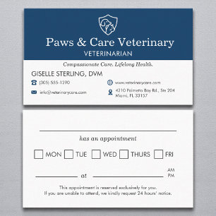 Veterinarian Vet Pet Office Appointment Reminder Business Card
