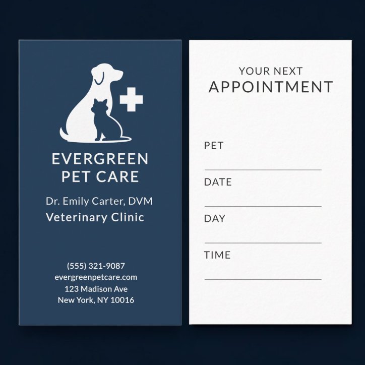 Veterinarian Vet Pet Office Appointment Reminder Business Card
