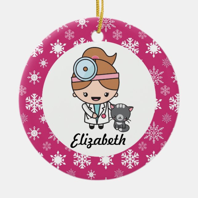 Veterinarian Vet Tech Personalized Ceramic Ornament (Front)