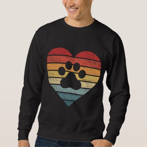 Veterinarian Vet Tech Retro Sunset Paw Print Dog C Sweatshirt
