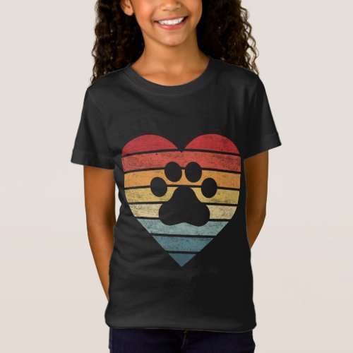 Veterinarian Vet Tech Retro Sunset Paw Print Dog C T_Shirt