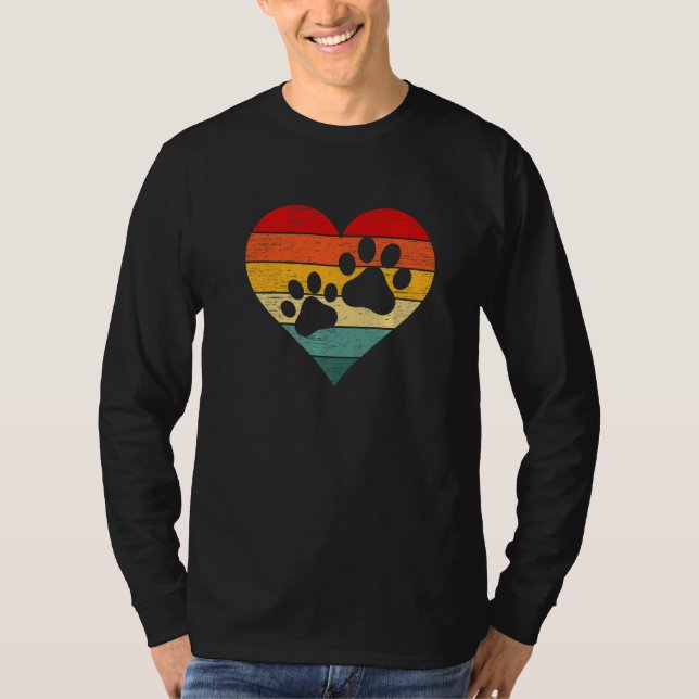 Veterinarian Vet Tech Retro Sunset Paw Print Dog C T-Shirt (Front)