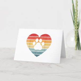 Veterinarian Vet Tech - Retro Sunset Paw Print Dog Letterpress Thank You Card