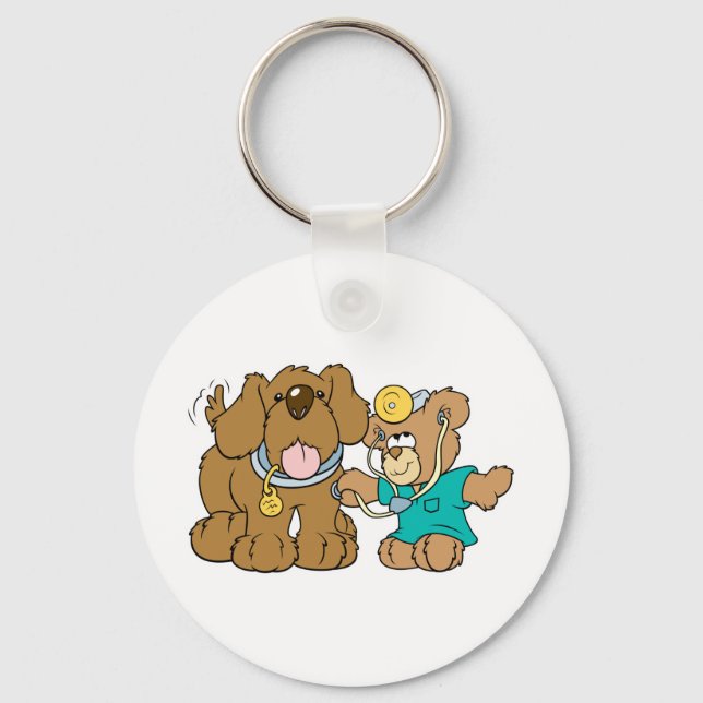 veterinarian vet teddy bear design keychain (Front)