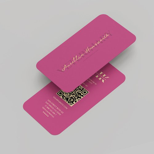 Veterinarian Veterinary Monogram Pink Gold Modern  Business Card
