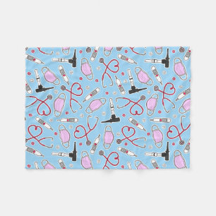 Veterinarian / Veterinary Technician Pattern Blue Fleece Blanket