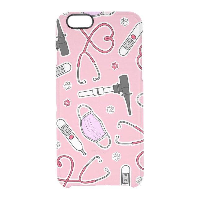 Veterinarian / Veterinary Technician Pattern Pink Uncommon iPhone Case (Back)