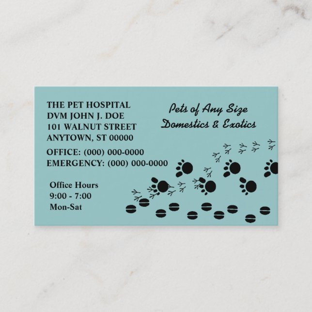 VETERINARIAN VETS PET SERVICE BUSINESS CARDS (Front)