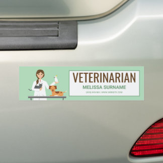 Veterinarian Woman & Animals & Custom Text Bumper Sticker