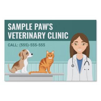 Veterinarian Woman Pet Doctor Vet Clinic Services Sign