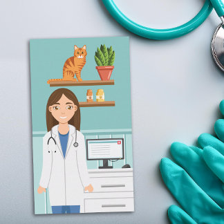 Veterinarian Woman Vet Clinic Pet Animal Doctor Business Card