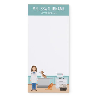 Veterinarian Woman Vet Clinic Pet Animal Doctor Magnetic Notepad