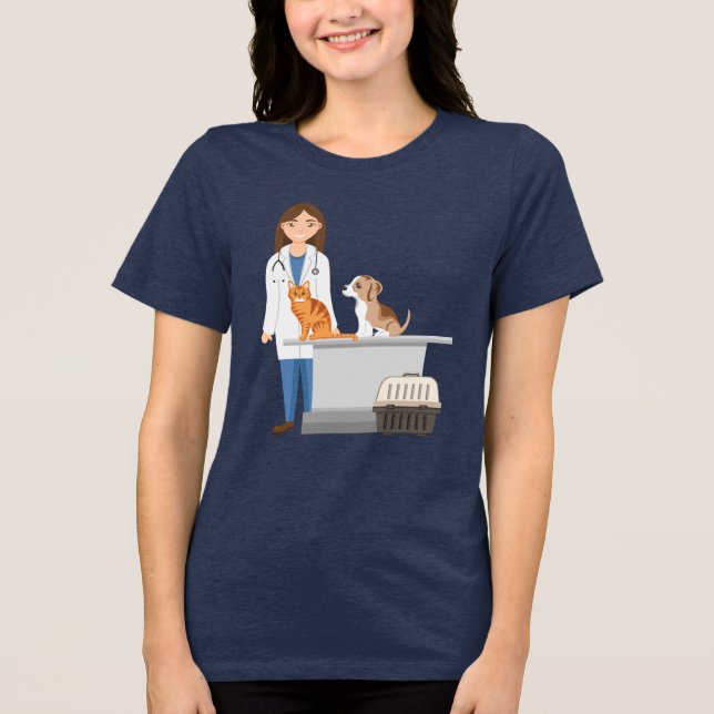 Veterinarian Woman Vet Clinic Pet Animal Doctor Tri-Blend Shirt (Front)