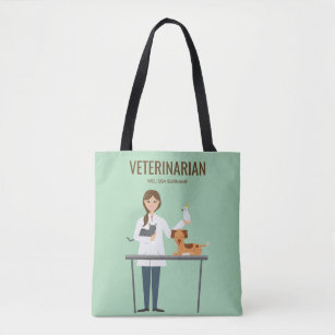 Veterinarian Woman With Animals & Custom Text Tote Bag